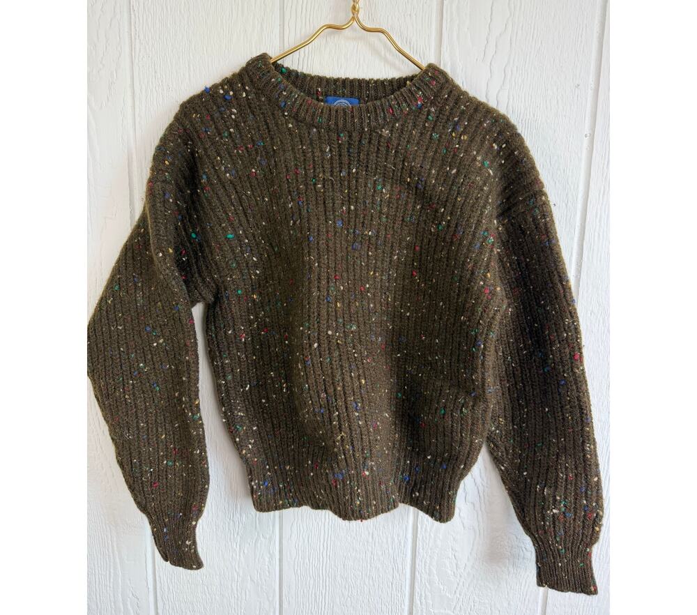 Vintage Gap 100% Wool Donegal Tweed Sweater Medium Made in Ireland Speckled